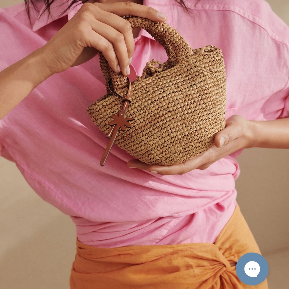NWOT Raffia Summer Bag MiniPalm Leather Tag
